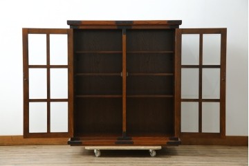 中古　美品　希少な廃番品!　駿河民芸　造りの良さが光る格子扉の和風キャビネット　(R-085772)