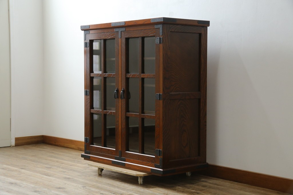 中古　美品　希少な廃番品!　駿河民芸　造りの良さが光る格子扉の和風キャビネット　(R-085772)