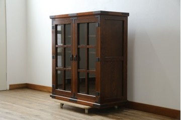 中古　美品　希少な廃番品!　駿河民芸　造りの良さが光る格子扉の和風キャビネット　(R-085772)