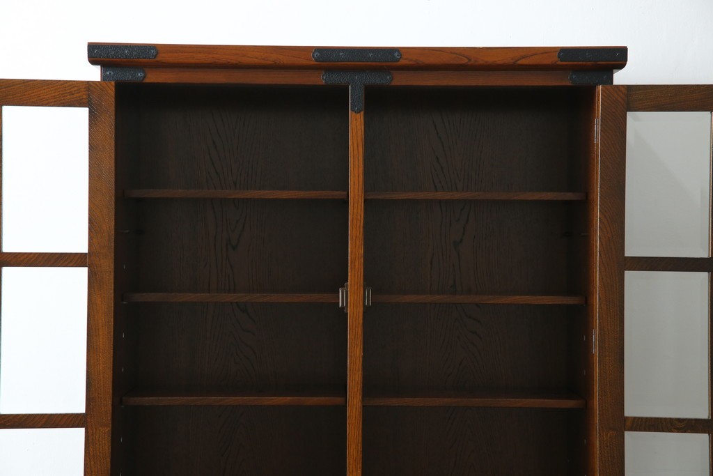 中古　美品　希少な廃番品!　駿河民芸　造りの良さが光る格子扉の和風キャビネット　(R-085772)