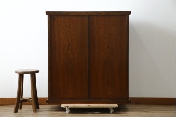 中古　美品　希少な廃番品!　駿河民芸　造りの良さが光る格子扉の和風キャビネット　(R-085772)