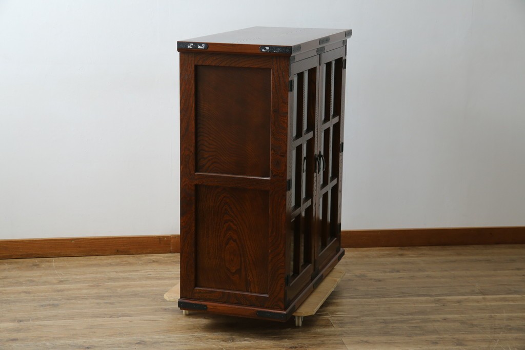 中古　美品　希少な廃番品!　駿河民芸　造りの良さが光る格子扉の和風キャビネット　(R-085772)