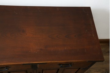 中古　美品　希少な廃番品!　駿河民芸　美しい木目と重厚な金具が際立つ上質な引き出し付き和風キャビネット　(R-085773)