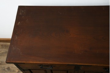 中古　美品　希少な廃番品!　駿河民芸　美しい木目と重厚な金具が際立つ上質な引き出し付き和風キャビネット　(R-085773)