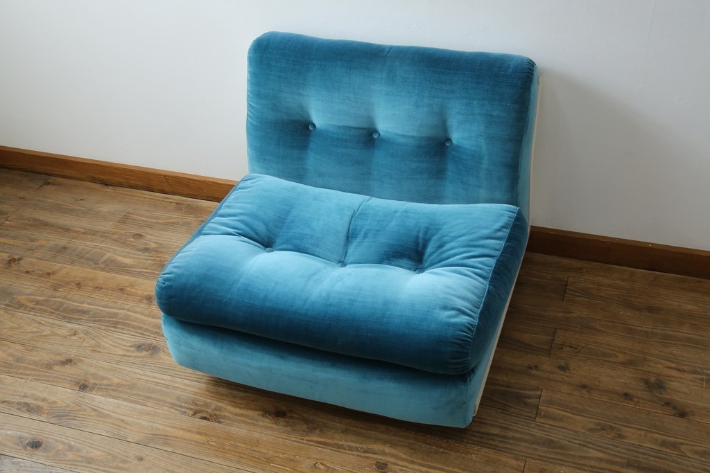 中古　B&B イタリア(Italia)　Mario Bellini(マリオ・ベリーニ)デザイン　Amanta(アマンタ)　ターコイズブルーが美しいモジュラーソファ　(R-085778)
