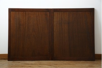 中古　美品　希少デザイン　駿河民芸　富士・松・帆船の彫刻入り障子戸の茶箪笥　(R-085779)