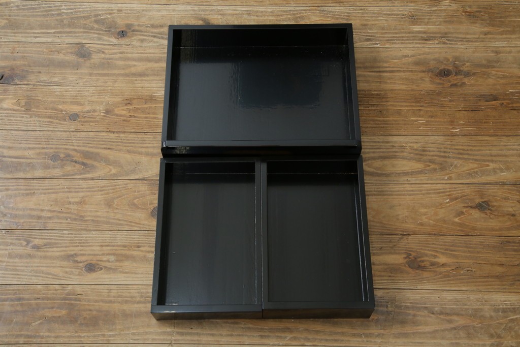 中古　美品　輪島塗り　花に雀の図が描かれた三面鏡台とスツールのセット　定価約180万円　(R-085780)