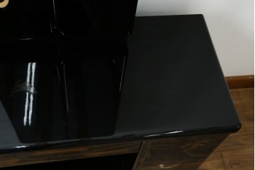 中古　美品　輪島塗り　花に雀の図が描かれた三面鏡台とスツールのセット　定価約180万円　(R-085780)