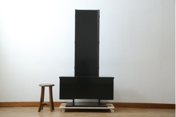 中古　美品　輪島塗り　花に雀の図が描かれた三面鏡台とスツールのセット　定価約180万円　(R-085780)