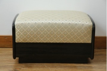 中古　美品　輪島塗り　花に雀の図が描かれた三面鏡台とスツールのセット　定価約180万円　(R-085780)