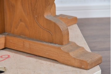 和製ヴィンテージ　良品!!　国産職人手作り品　タモ無垢材　柔らかな曲線脚の大振りなラウンドテーブル　(R-085781)