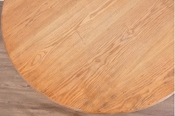 和製ヴィンテージ　良品!!　国産職人手作り品　タモ無垢材　柔らかな曲線脚の大振りなラウンドテーブル　(R-085781)