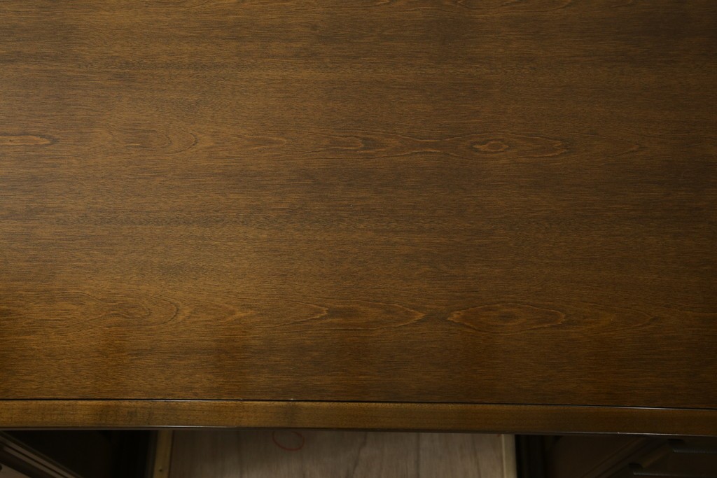 中古　職人手作り　高級品　府中家具　重厚な意匠のプレジデントデスク　定価推定約40万円　(R-085784)