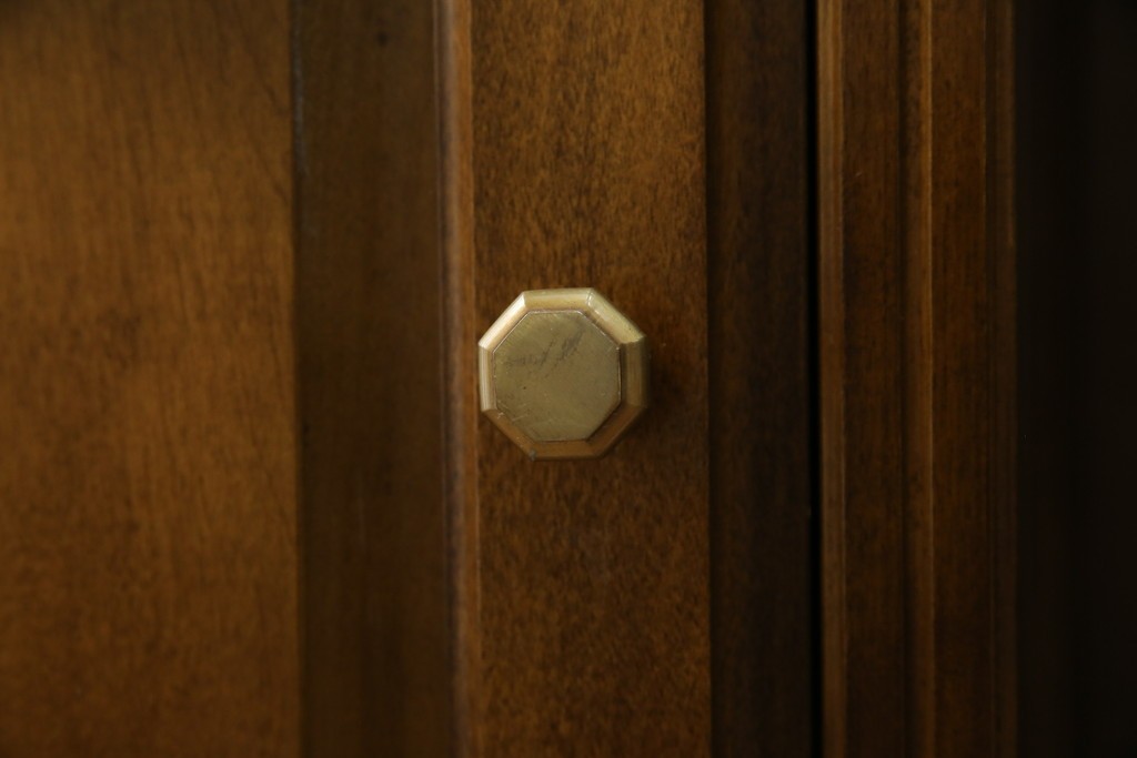 中古　職人手作り　高級品　府中家具　重厚な意匠のプレジデントデスク　定価推定約40万円　(R-085784)