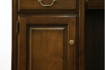 中古　職人手作り　高級品　府中家具　重厚な意匠のプレジデントデスク　定価推定約40万円　(R-085784)