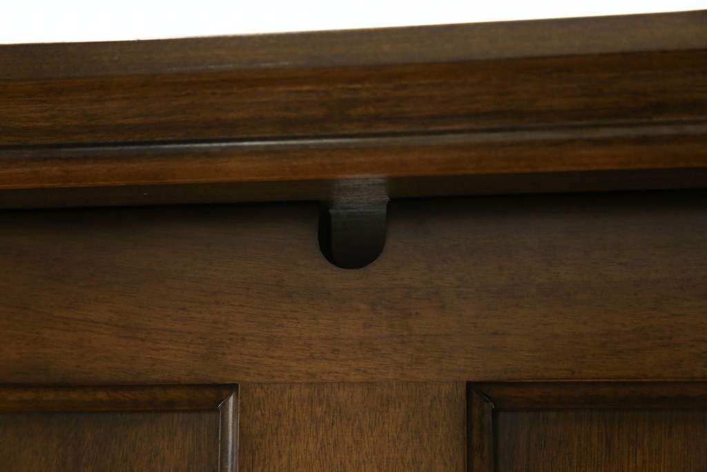 中古　職人手作り　高級品　府中家具　重厚な意匠のプレジデントデスク　定価推定約40万円　(R-085784)