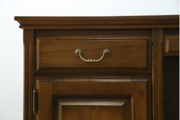 中古　職人手作り　高級品　府中家具　重厚な意匠のプレジデントデスク　定価推定約40万円　(R-085784)