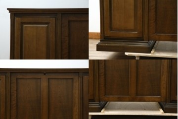 中古　職人手作り　高級品　府中家具　重厚な意匠のプレジデントデスク　定価推定約40万円　(R-085784)