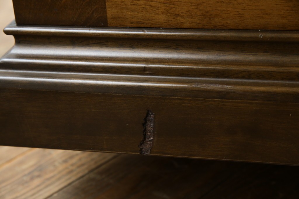 中古　職人手作り　高級品　府中家具　重厚な意匠のプレジデントデスク　定価推定約40万円　(R-085784)