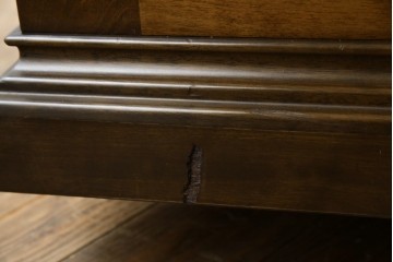 中古　職人手作り　高級品　府中家具　重厚な意匠のプレジデントデスク　定価推定約40万円　(R-085784)