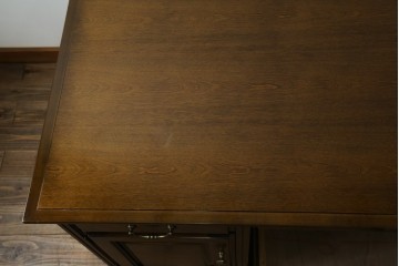中古　職人手作り　高級品　府中家具　重厚な意匠のプレジデントデスク　定価推定約40万円　(R-085784)