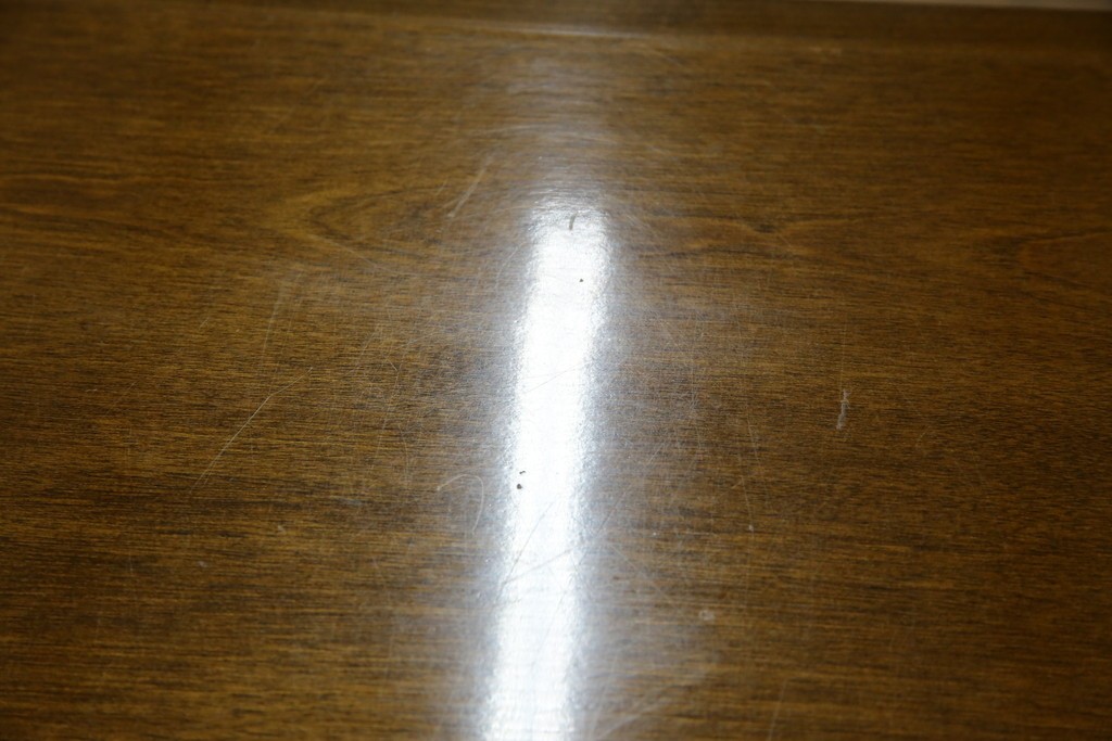 中古　職人手作り　高級品　府中家具　重厚な意匠のプレジデントデスク　定価推定約40万円　(R-085784)