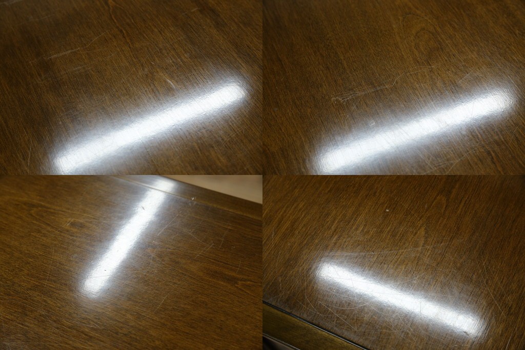 中古　職人手作り　高級品　府中家具　重厚な意匠のプレジデントデスク　定価推定約40万円　(R-085784)