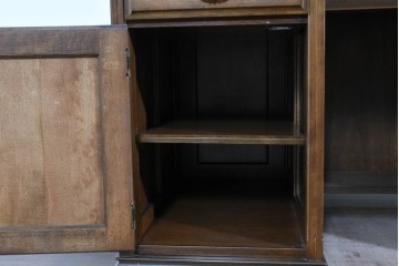 中古　職人手作り　高級品　府中家具　重厚な意匠のプレジデントデスク　定価推定約40万円　(R-085784)