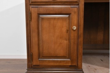 中古　職人手作り　高級品　府中家具　重厚な意匠のプレジデントデスク　定価推定約40万円　(R-085784)