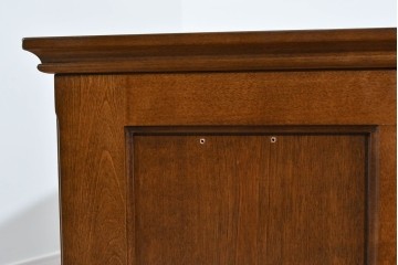 中古　職人手作り　高級品　府中家具　重厚な意匠のプレジデントデスク　定価推定約40万円　(R-085784)