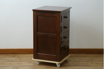 中古　美品　松本民芸家具　端正な箱型フォルムと深みのある色合いが魅力の四段チェスト　定価約16万円　(R-085786)