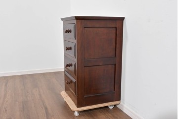 中古　美品　松本民芸家具　落ち着いた濃色の佇まいが魅力の四段チェスト　定価約16万円　(R-085786)