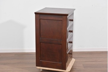 中古　美品　松本民芸家具　落ち着いた濃色の佇まいが魅力の四段チェスト　定価約16万円　(R-085786)