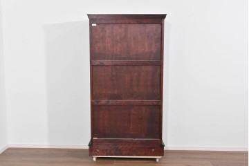 中古　美品　九州民芸家具　格子入りガラス扉が印象的な落ち着きのあるブックケース　定価約70万円　(R-085787)