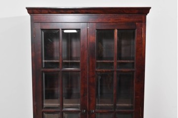 中古　美品　九州民芸家具　格子入りガラス扉が印象的な落ち着きのあるブックケース　定価約70万円　(R-085787)