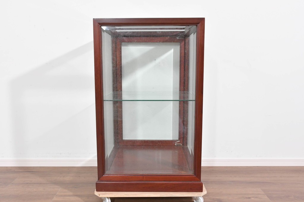 アジアンヴィンテージ　花梨(カリン)材　お部屋に取り入れやすいシンプルなコレクションケース　(R-085790)