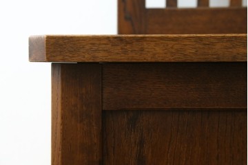 和製ヴィンテージ　希少な廃番品　飛騨産業　キツツキ　無垢楢(ナラ)材　ミラーとベンチ収納の付いた使い勝手の良いハンガーラック　(R-085791)