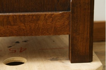 和製ヴィンテージ　希少な廃番品　飛騨産業　キツツキ　無垢楢(ナラ)材　ミラーとベンチ収納の付いた使い勝手の良いハンガーラック　(R-085791)