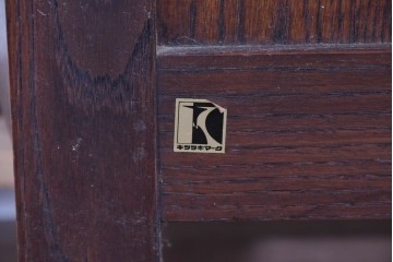 和製ヴィンテージ　希少な廃番品　飛騨産業　キツツキ　無垢楢(ナラ)材　ミラーとベンチ収納の付いた使い勝手の良いハンガーラック　(R-085791)