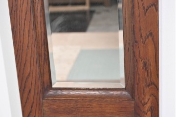 和製ヴィンテージ　希少な廃番品　飛騨産業　キツツキ　無垢楢(ナラ)材　ミラーとベンチ収納の付いた使い勝手の良いハンガーラック　(R-085791)