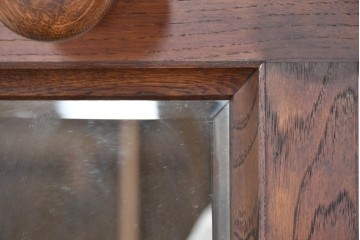 和製ヴィンテージ　希少な廃番品　飛騨産業　キツツキ　無垢楢(ナラ)材　ミラーとベンチ収納の付いた使い勝手の良いハンガーラック　(R-085791)