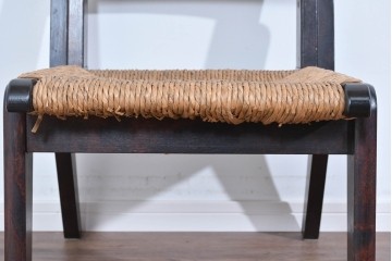 中古　松本民芸家具　50L型ラッシチェア　ラッシ編み座面の素朴なダイニングチェア　(R-085793)