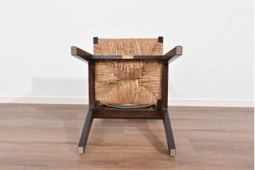 中古　松本民芸家具　50L型ラッシチェア　ラッシ編み座面の素朴なダイニングチェア　(R-085793)