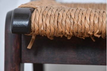 中古　松本民芸家具　50L型ラッシチェア　ラッシ編み座面の素朴なダイニングチェア　(R-085793)