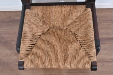 中古　松本民芸家具　50L型ラッシチェア　ラッシ編み座面の素朴なダイニングチェア　(R-085793)