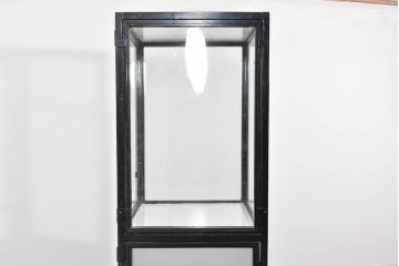 中古　国産　特注オーダー品　アイアンフレーム　曲線装飾がお部屋のアクセントになる縦型ショーケース　(R-085798)