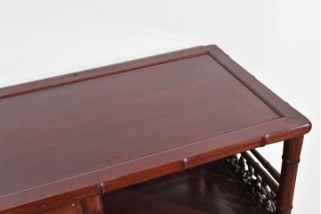 和製ヴィンテージ　上手物!!　花梨(カリン)材　繊細な彫刻が美しい茶棚　(R-085800)