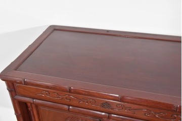 和製ヴィンテージ　上手物!!　花梨(カリン)材　繊細な彫刻が美しい茶棚　(R-085800)