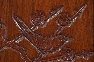 和製ヴィンテージ　上手物!!　花梨(カリン)材　繊細な彫刻が美しい茶棚　(R-085800)