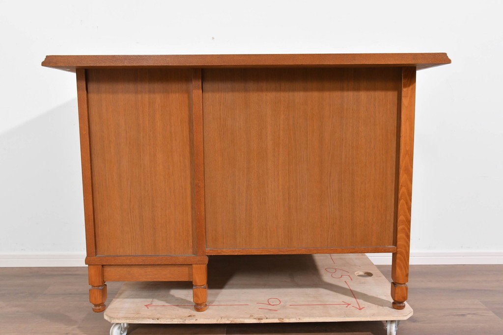 和製ヴィンテージ　オーク材　木肌が美しく上品な片袖机　(R-085801)